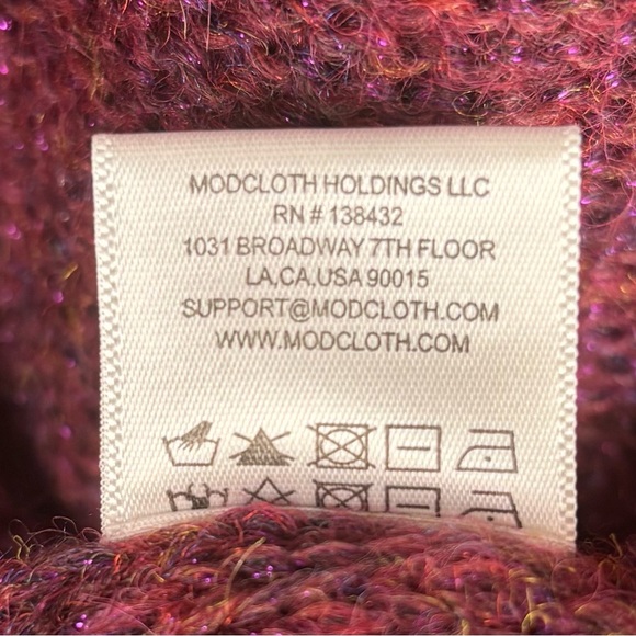 NEW ModCloth Playing It Cowl Metallic Tunic Oversize Wool Blend XS Burgundy 1299 - Picture 6 of 7